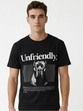 Unfriendly Black Graphic Dog Tee